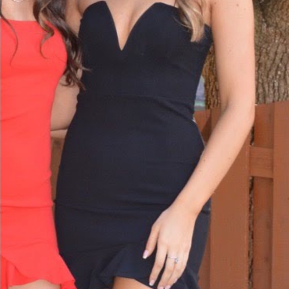 Blue Blush Black Strapless Mini Dress